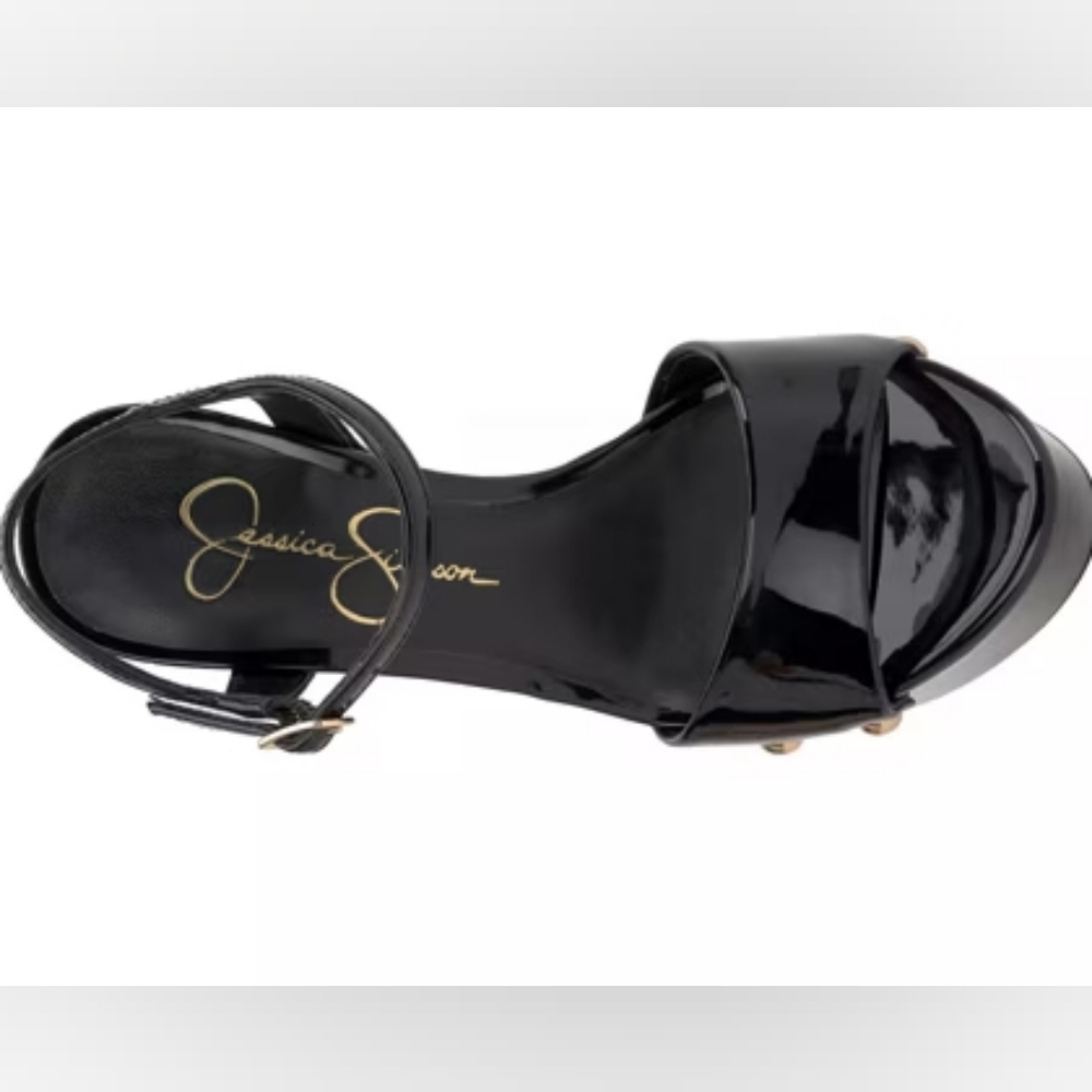 ✨SOLD✨ NEW Jessica Simpson CALENTA Black Patent Platform Sandals Sz 11 - Picture 8 of 10